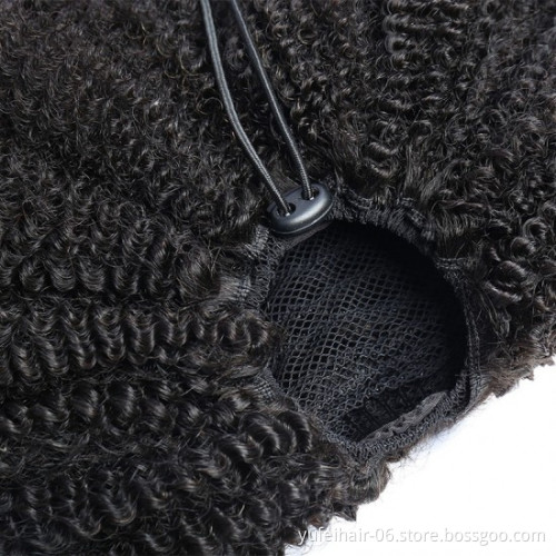 2020 New Arrival Brazilian Straight/Kinky Curly Human Hair Drawstring Ponytail With Clips in For Black Women